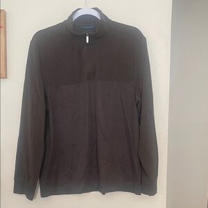 Perry Ellis | 3/4 zip Dark Brown Long Sleeve Top